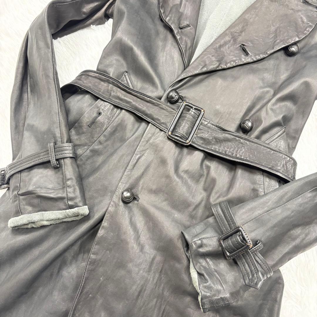 ✨超希少✨シシ　オールレザー　トレンチコート　ベルト　ロング丈　羊革　Mサイズ