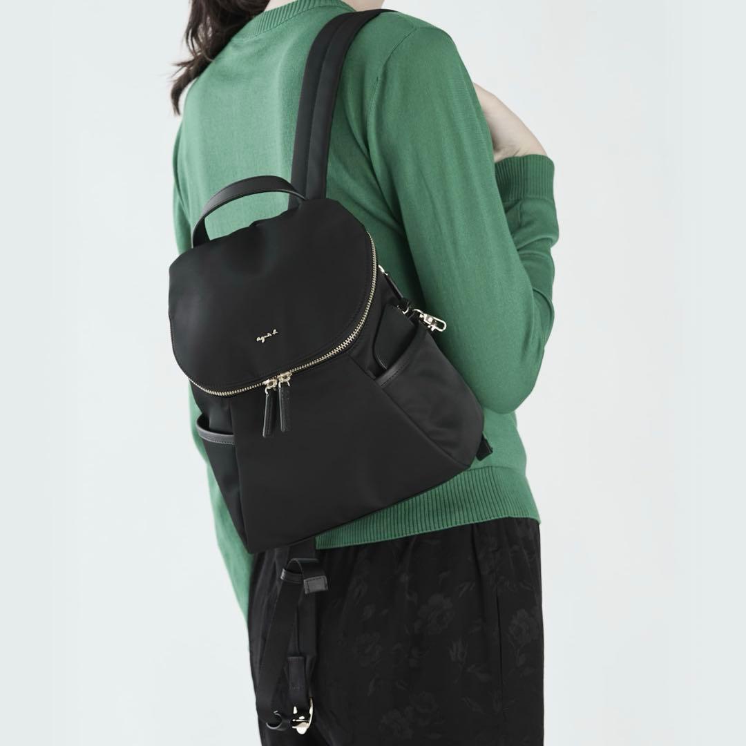 美品　agnes.b アニエスベー　ミニリュック 黒　ナイロン　本革