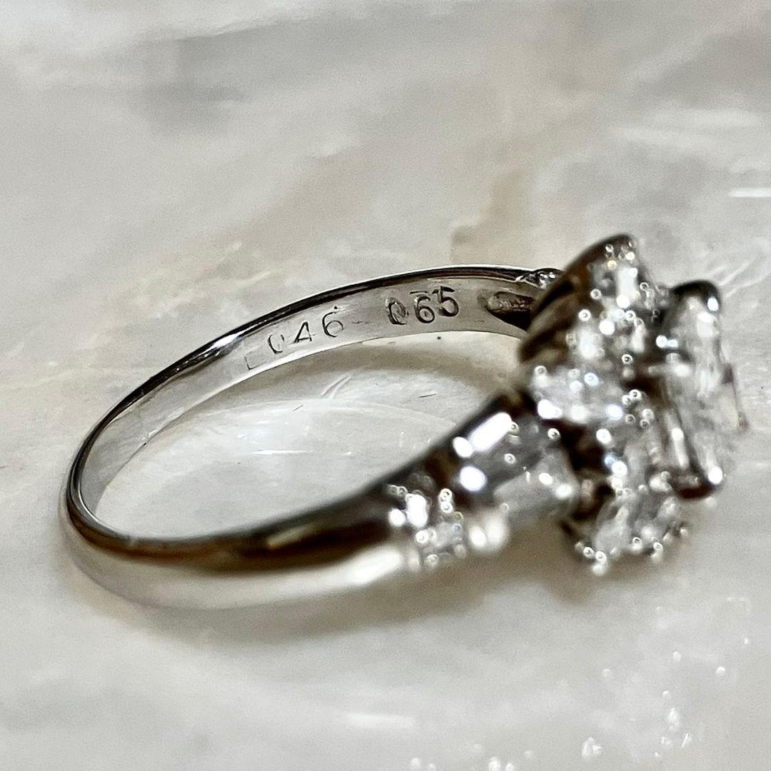 Pt900 天然ダイヤモンド 合計1.11ct 豪華 ヘイロー オーバル リング