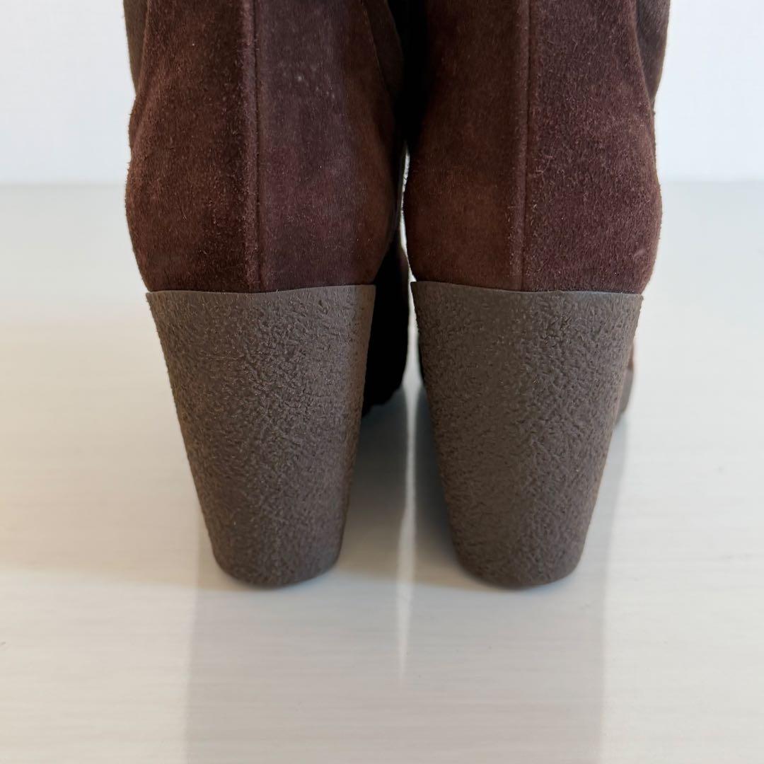 フェンディ　ロングムートンブーツ　スエード　イタリア製　FFロゴ　ズッカ柄　茶