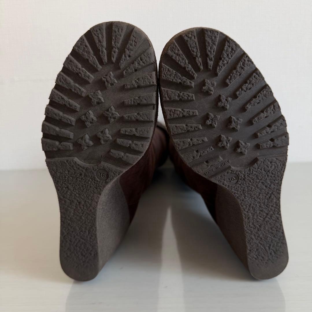 フェンディ　ロングムートンブーツ　スエード　イタリア製　FFロゴ　ズッカ柄　茶