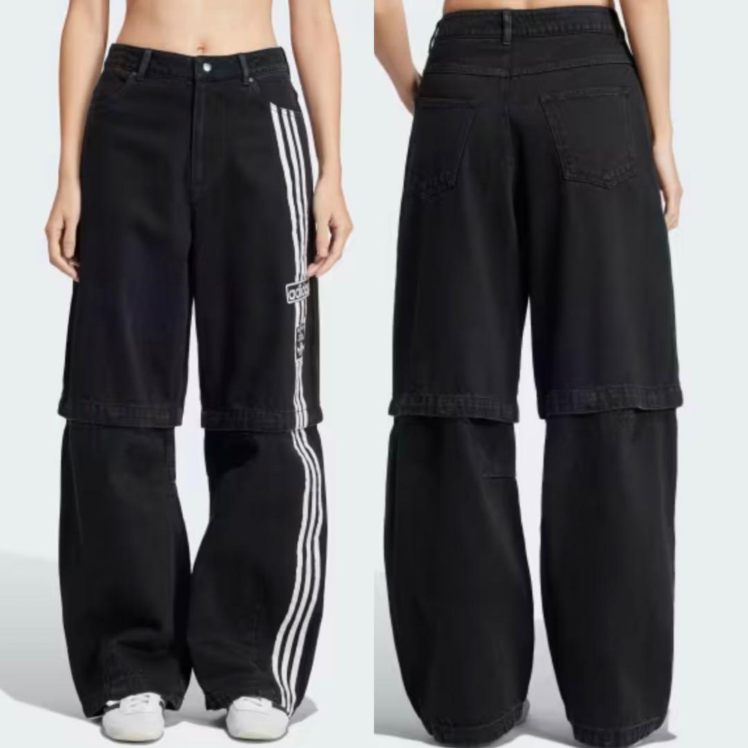 新品25⭐️adidas アディブレイク 2-IN-1 デニムパンツ ブラック×白