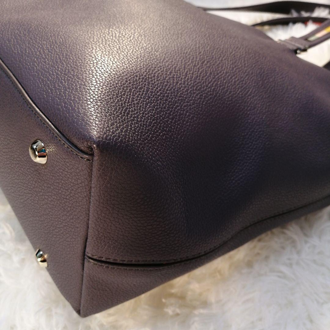 ポールスミス レザー インレイド マルチストライプハンドル トートバック グレー