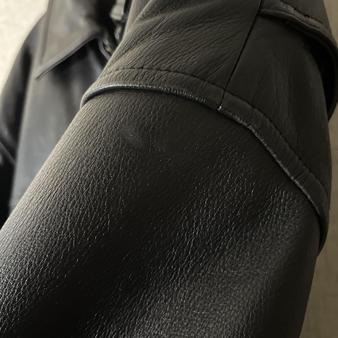 レザージャケット 本革 シングルライダース ブルゾン ブラック