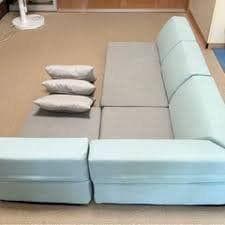 タンスのゲン ソファー 3人掛け ローソファー L字 ネイビー×ブルー