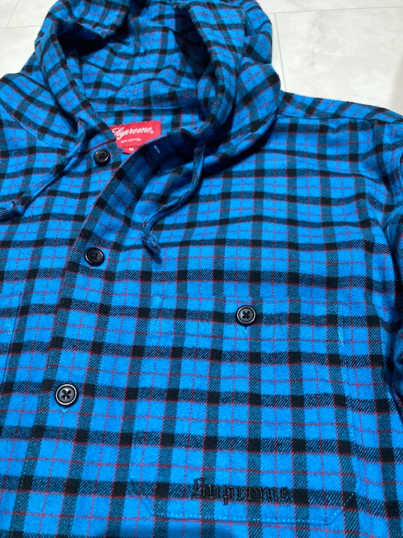 シュプリーム ミニプレイドフーデッドシャツ M