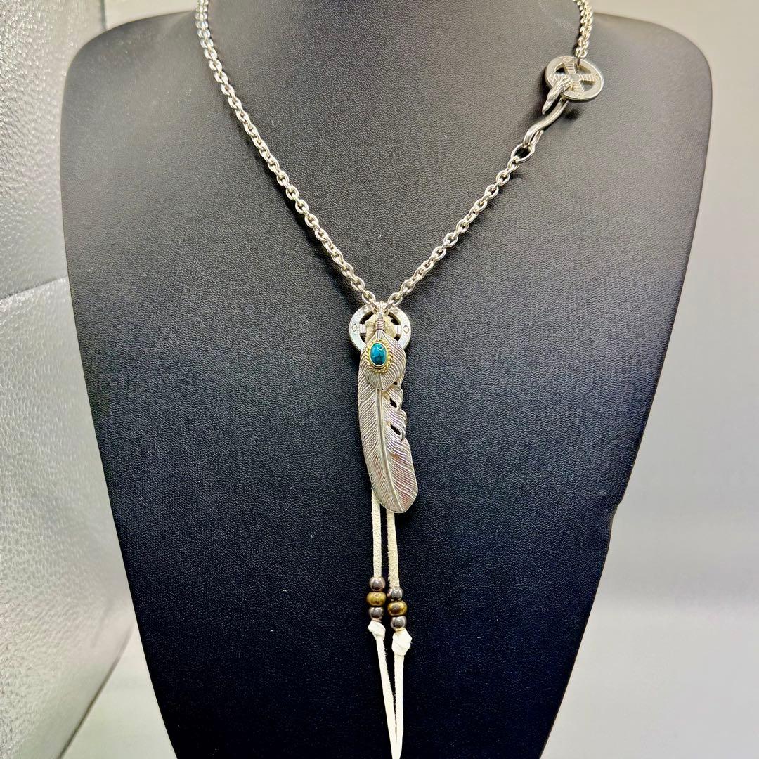 美品　タディ&キング　上銀金縄ターコイズフェザーL ネックレスセット