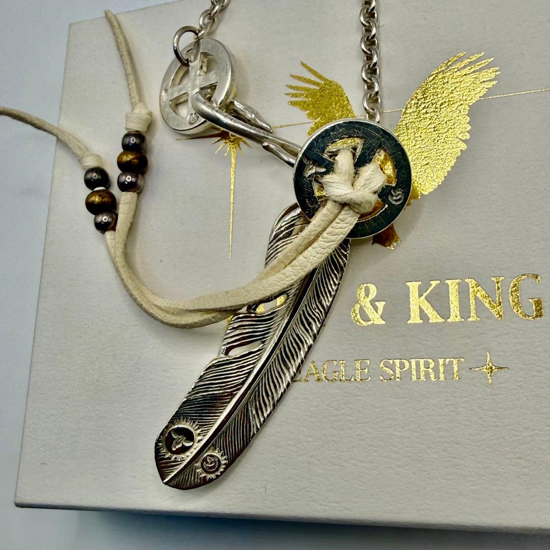 美品　タディ&キング　上銀金縄ターコイズフェザーL ネックレスセット