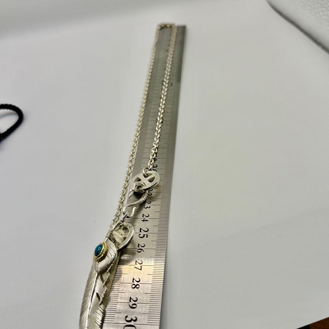 美品　タディ&キング　上銀金縄ターコイズフェザーL ネックレスセット