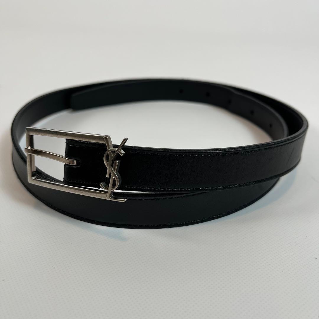 Saint Laurent ベルト YSL カサンドラ　レザー　ブラック　黒