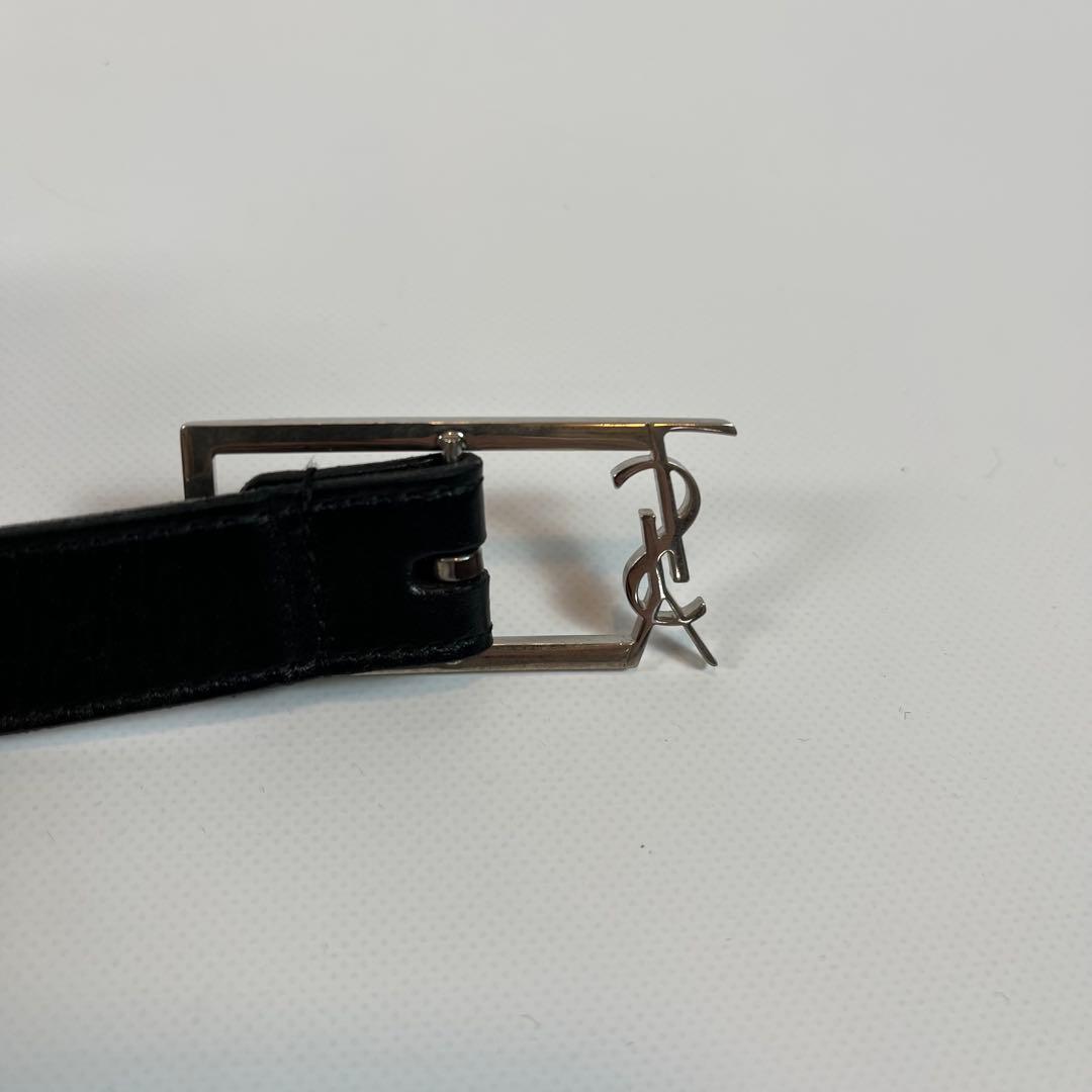 Saint Laurent ベルト YSL カサンドラ　レザー　ブラック　黒
