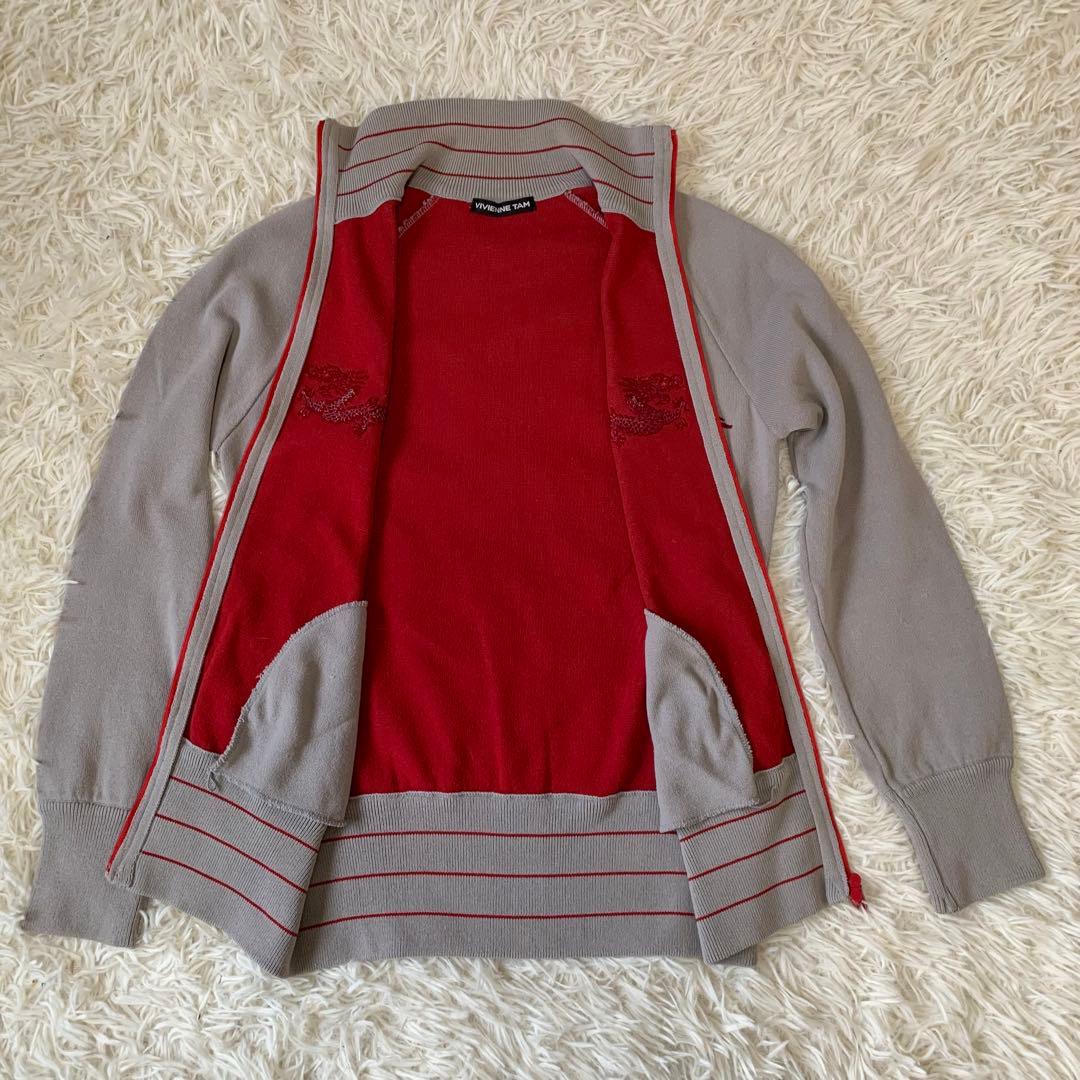 VIVIENNE TAM ドラゴン刺繍 グレー フルジップジャージ