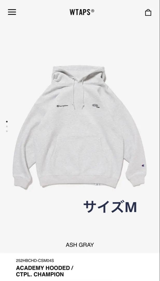 サイズM WTAPS champion HOODED ASH GRAY