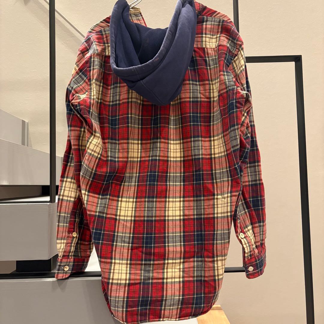 ポロラルフローレン　フード付きネルシャツ　チェック 90s