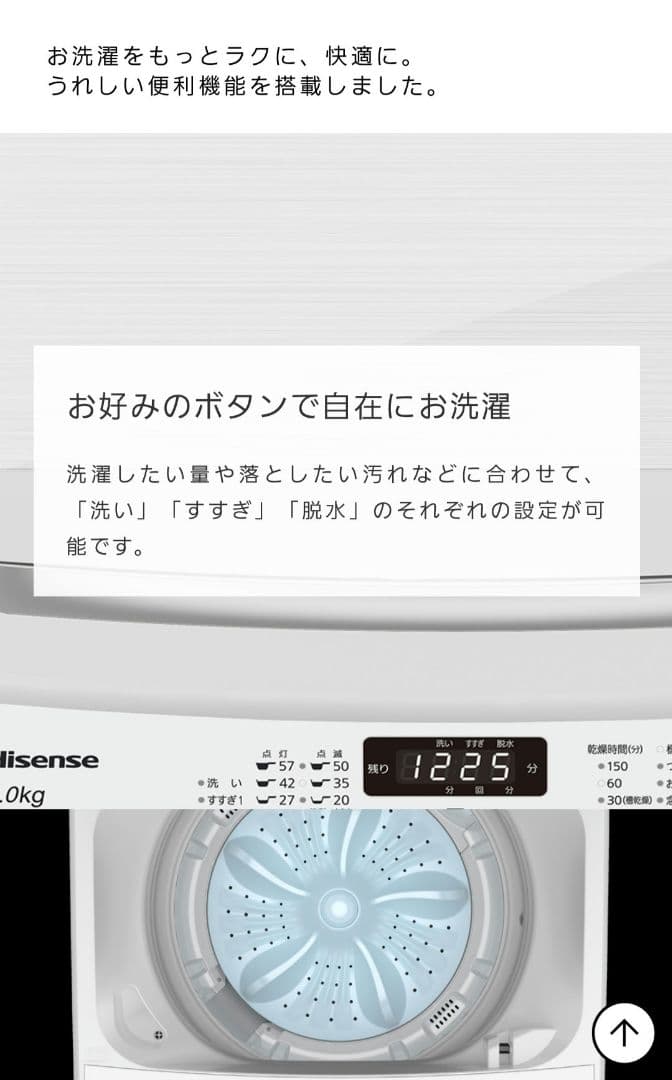 美品 Hisense 8kg ハイセンス 全自動洗濯機 HW-DG80B