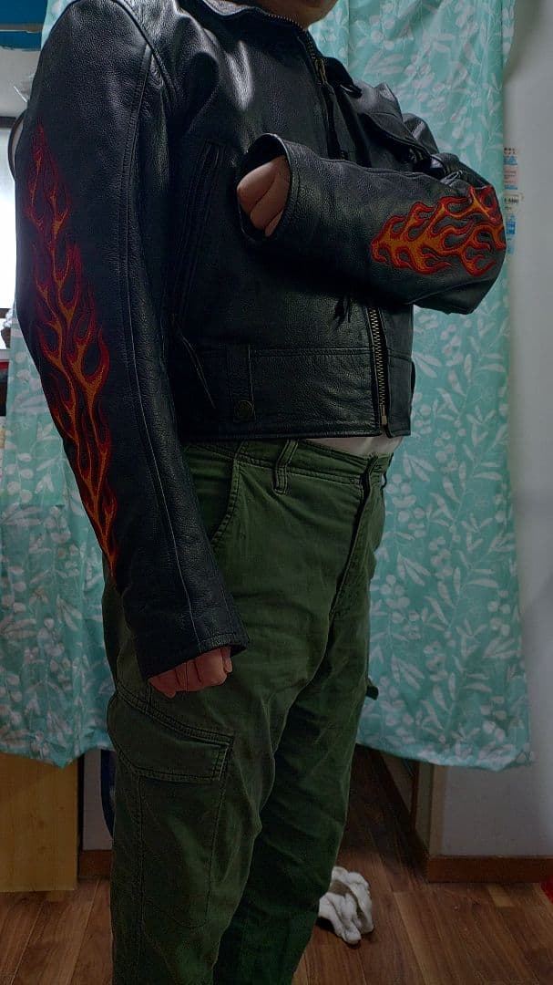 HARLEY DAVIDSON レザージャケット フレイムス刺繍