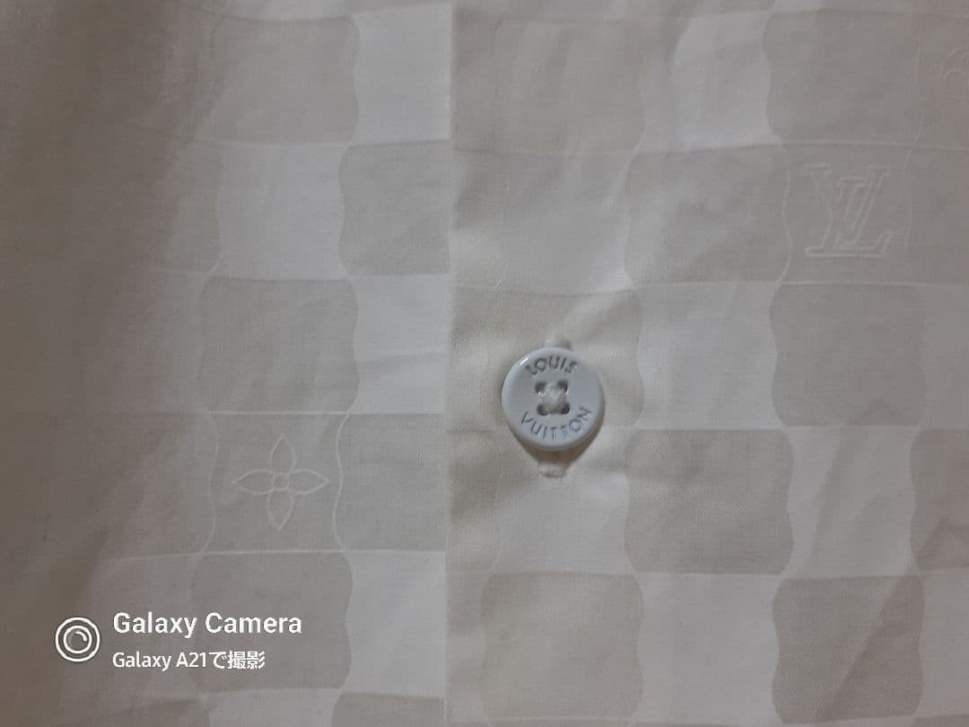 伊製 ルイヴィトン/242MF ダミエ ロゴ/ジャガード 半袖シャツ XL程度