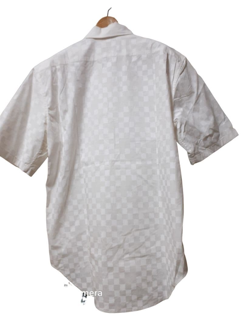 伊製 ルイヴィトン/242MF ダミエ ロゴ/ジャガード 半袖シャツ XL程度