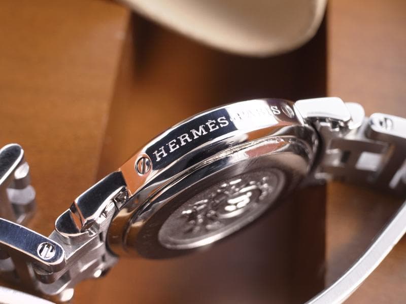 本物保証　エルメス　ウォッチ　ダイヤベゼル　ピンクゴールド文字盤