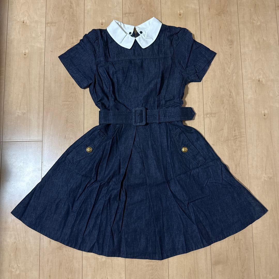 バーバリーブルーレーベル★デニムワンピース　襟着脱可能38 未着用