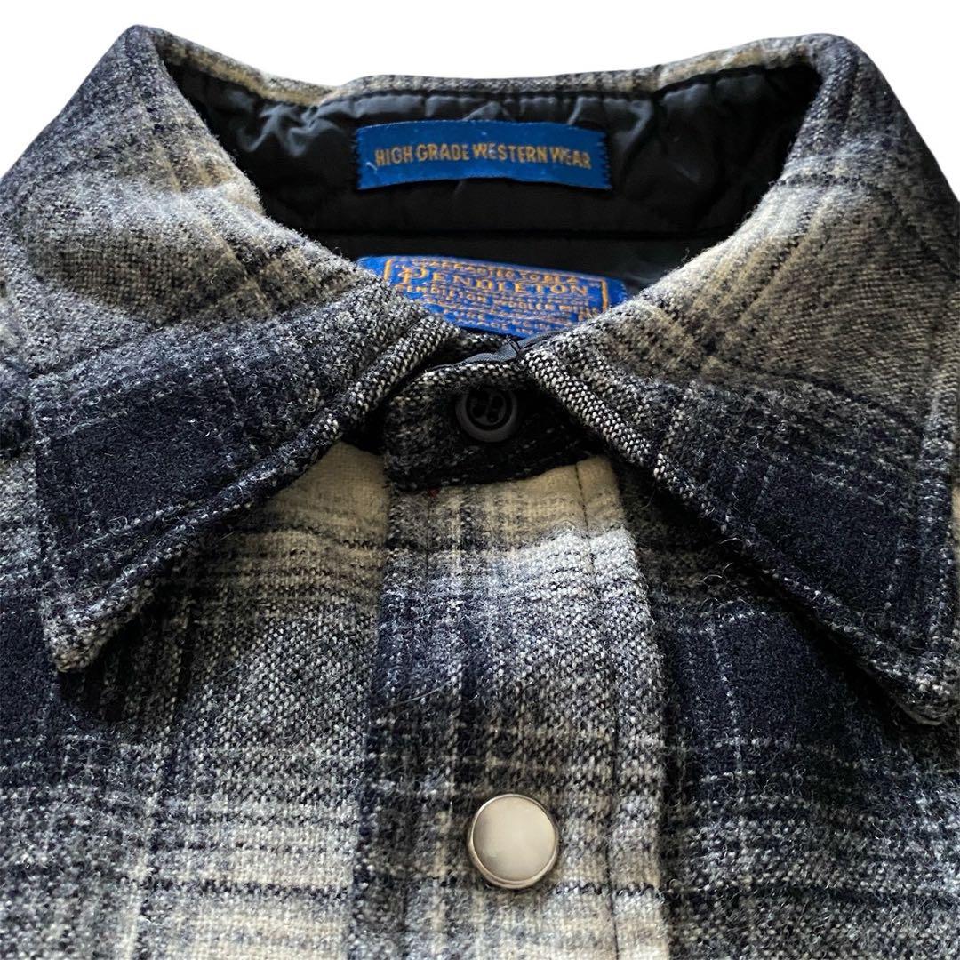 PENDLETON 90s シャドウチェック　オンブレ　白　黒　ペンドルトン　L