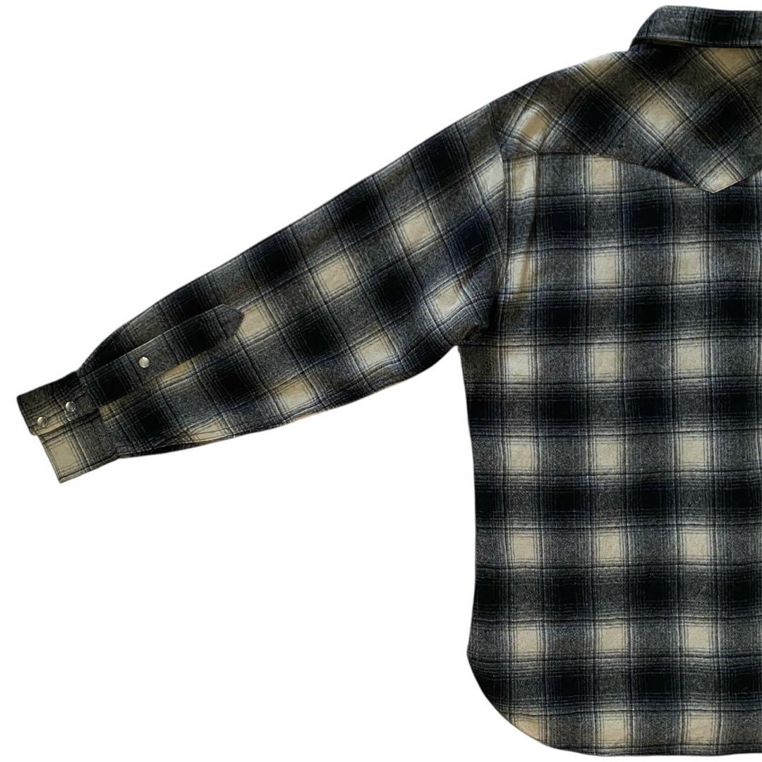 PENDLETON 90s シャドウチェック　オンブレ　白　黒　ペンドルトン　L