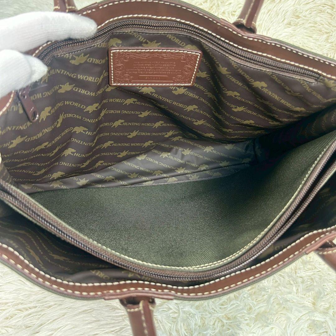 美品✨ハンティングワールド サファリトゥデイ 2室 トートバッグ A4可 カーキ
