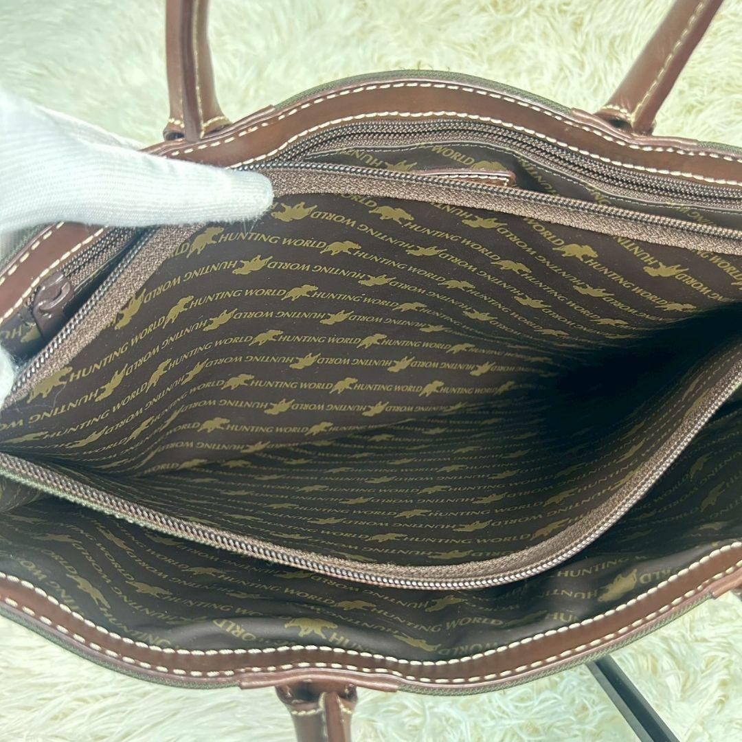 美品✨ハンティングワールド サファリトゥデイ 2室 トートバッグ A4可 カーキ