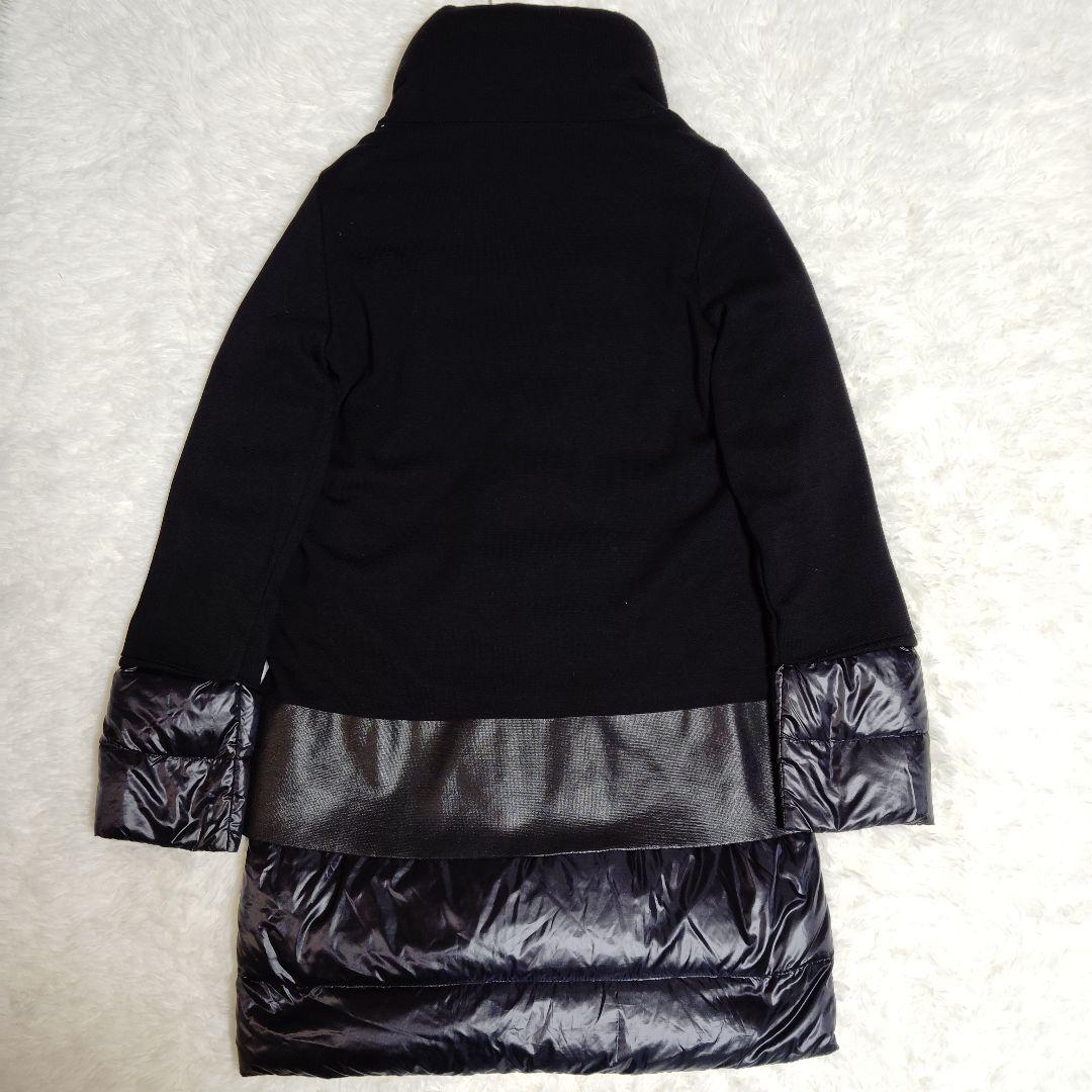 美品 HERNO ダウンコート 切替 異素材 ニット 44 2XL 黒