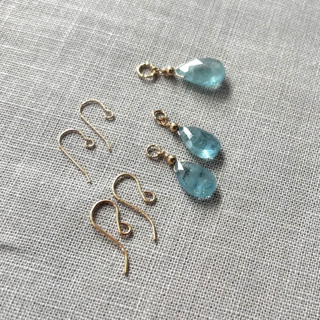 サンタマリアアクアマリン ピアスチャームⅡ 14kgf