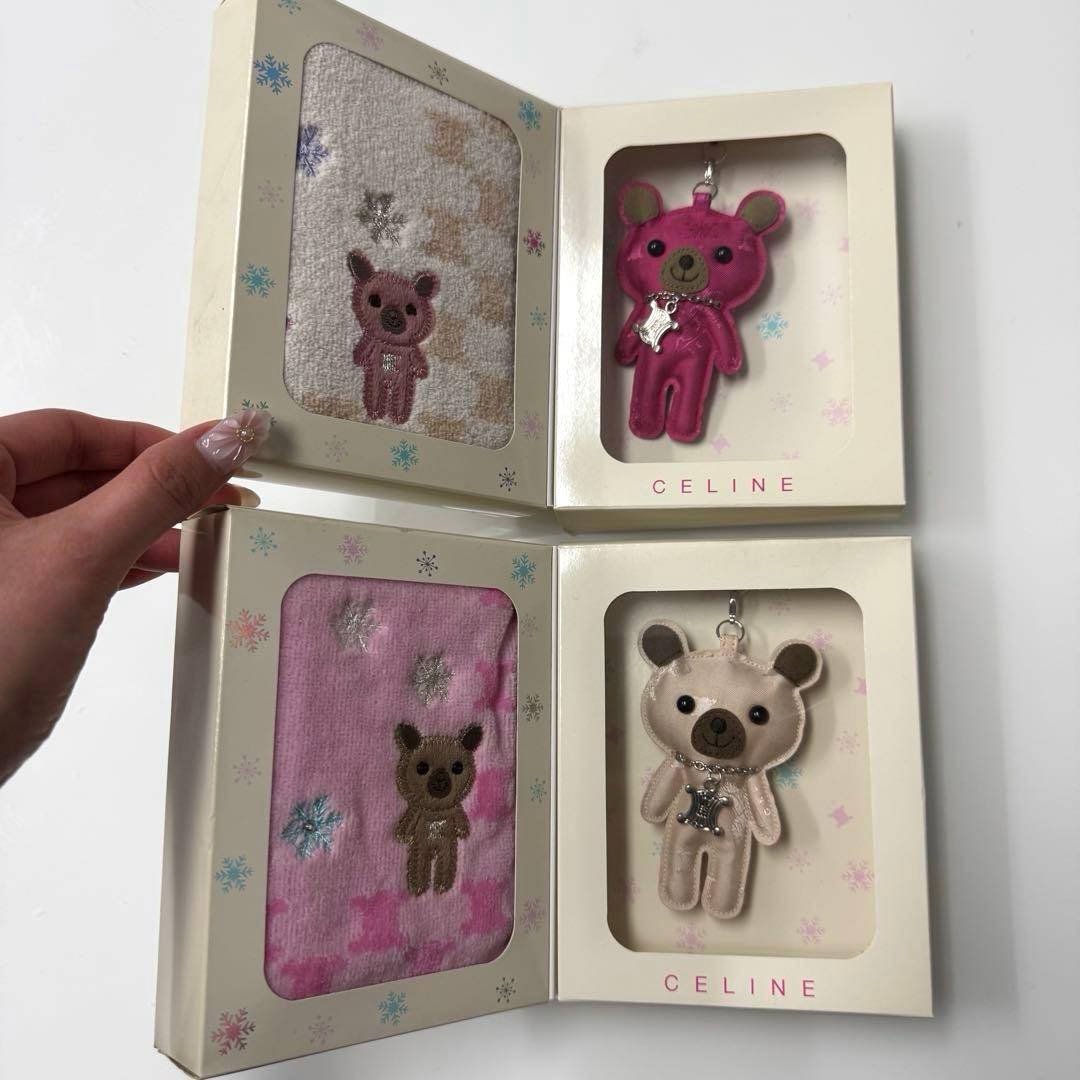 CELINE クマ ストラップ キーホルダー ハンカチ タオル セット