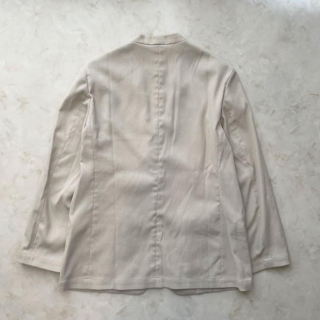 BY　洗える オックスフォードカラーレスジャケット　パンツ　セット　スーツ　M