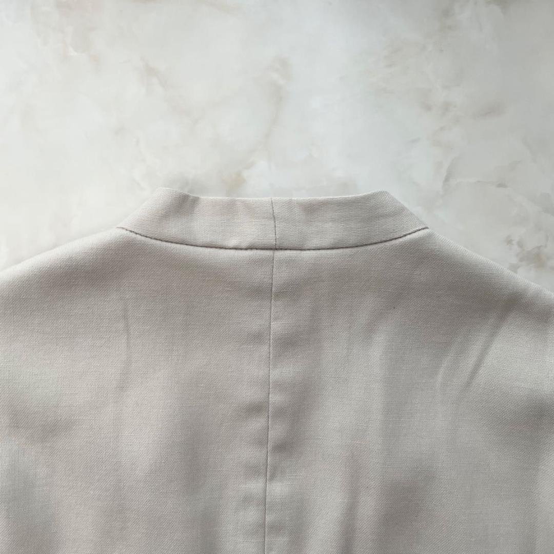 BY　洗える オックスフォードカラーレスジャケット　パンツ　セット　スーツ　M