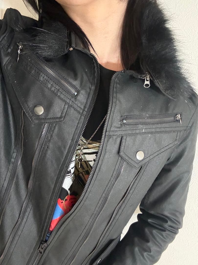 ジャケット・アウター 00s coating fur jacket semantic design