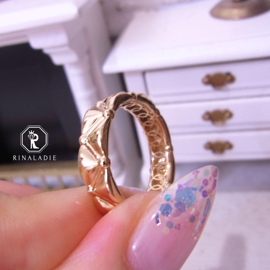 【R】K18　17号　約3.47g　地金リング