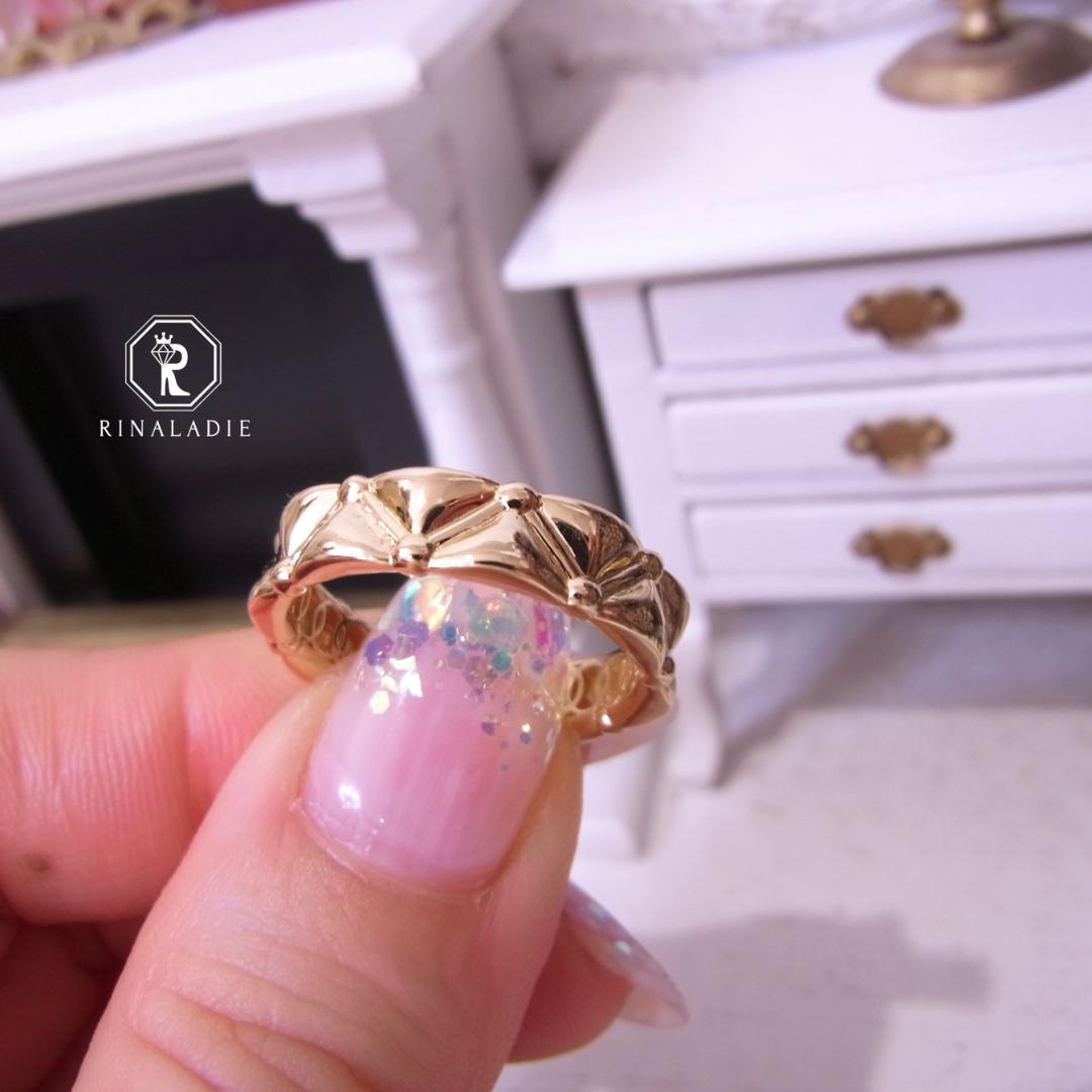 【R】K18　17号　約3.47g　地金リング