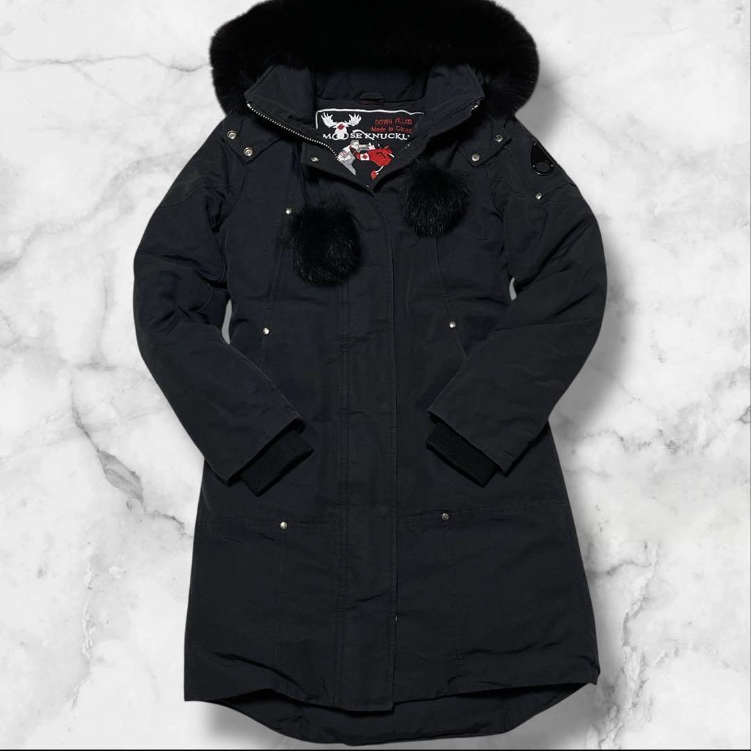 極美品● ムースナックルズ ダウンジャケット ダウンコート フード ファー