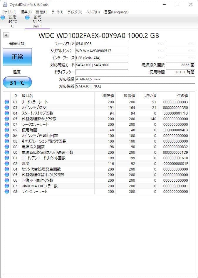 Western Digital WD1002FAEX（3.5 HDD 1TB）