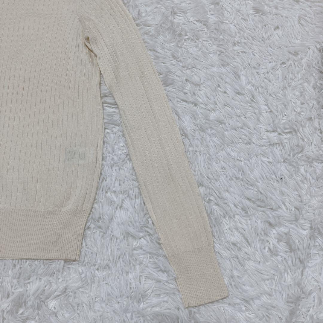 Drawer ドゥロワー 18G カシミヤシルクリブクルーネックニット ホワイト