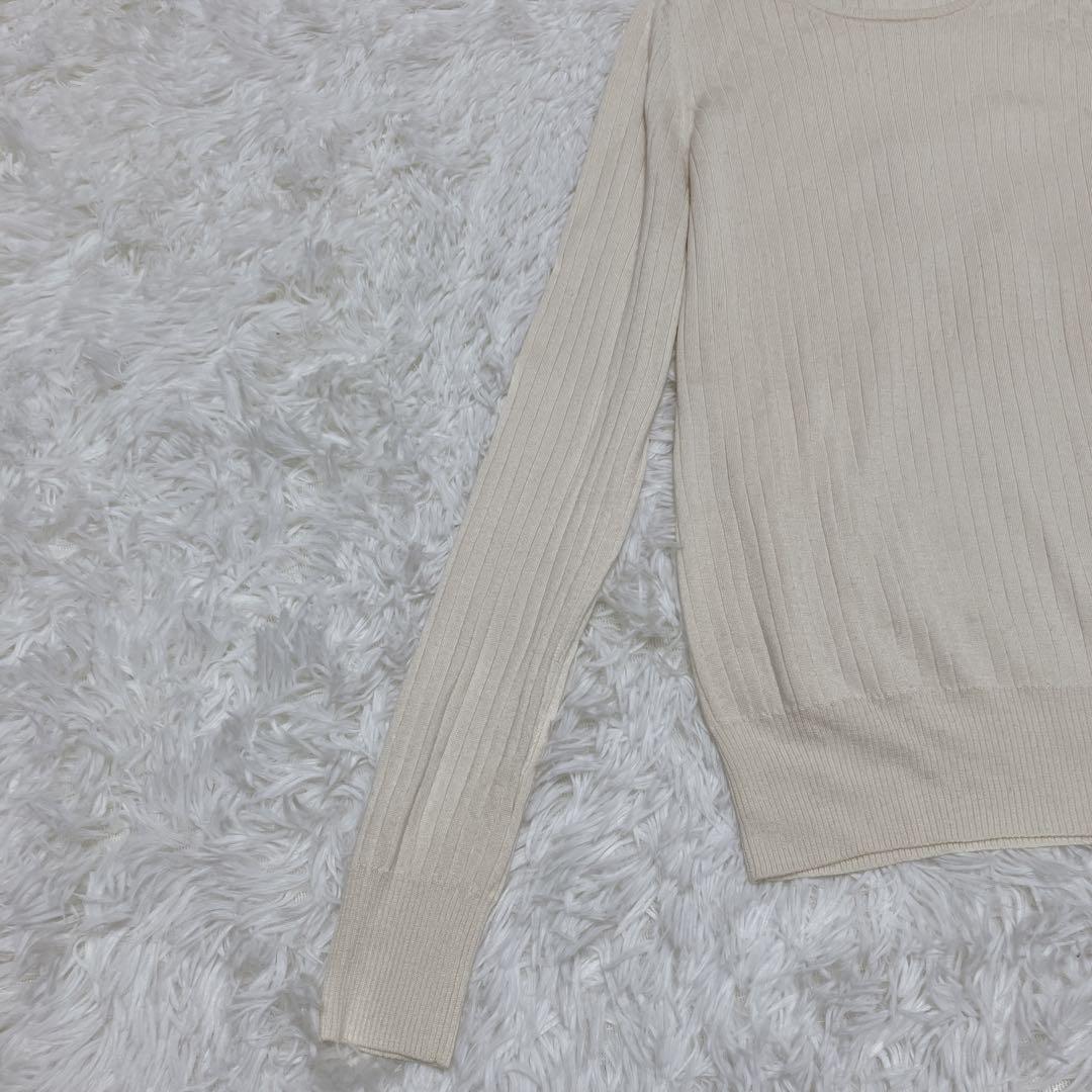 Drawer ドゥロワー 18G カシミヤシルクリブクルーネックニット ホワイト