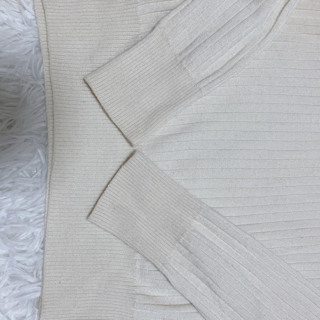 Drawer ドゥロワー 18G カシミヤシルクリブクルーネックニット ホワイト