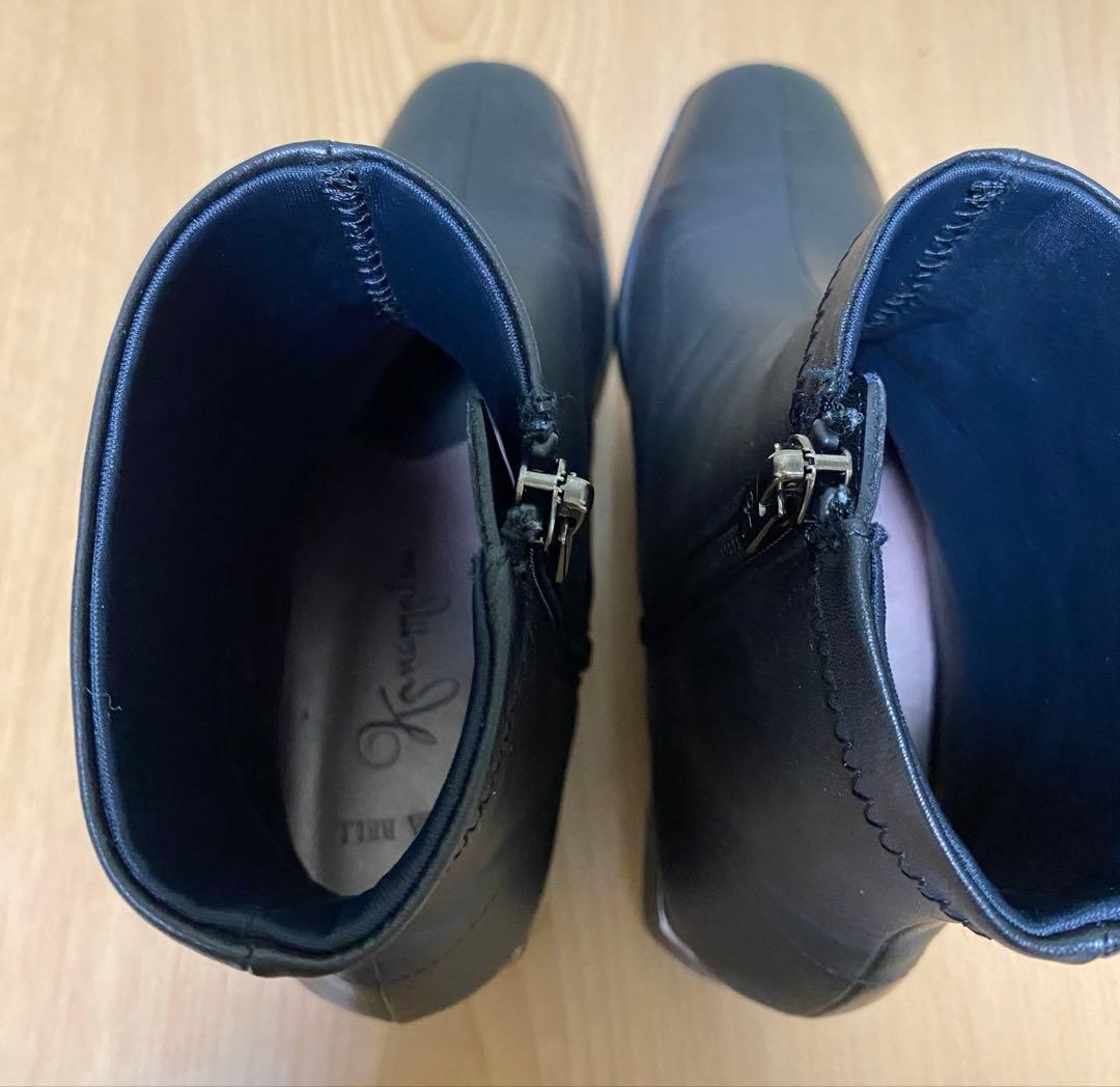 銀座かねまつ　歩きやすい30mmヒールの晴雨兼用ソフトスクエアブーツ（現行品）