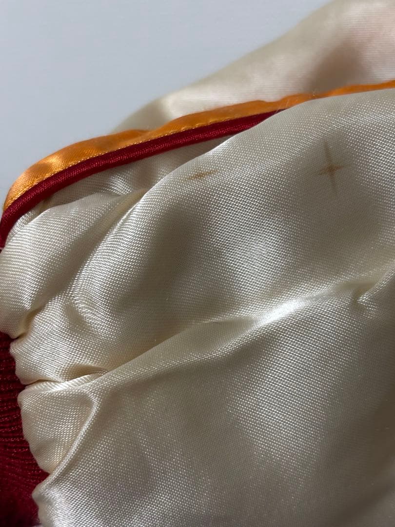 スカジャン バーガンディ オレンジ刺繍