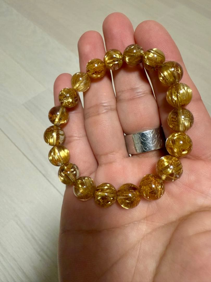 極上タイチンルチルクォーツ　10mm 鑑別書あり