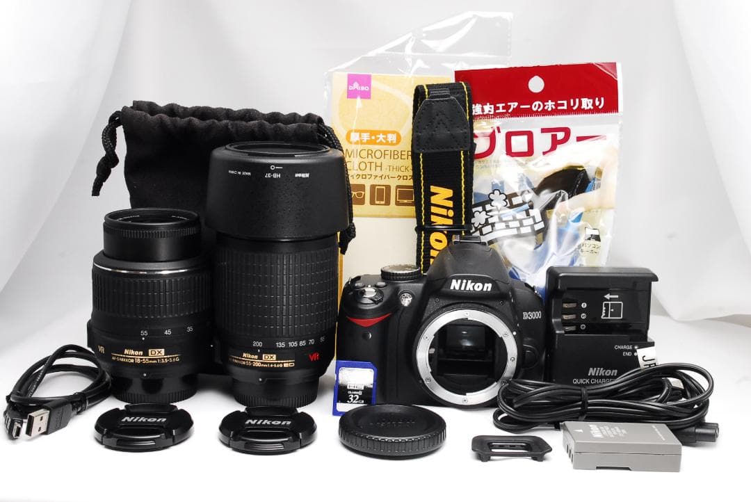 Nikon D3000 ✨️ S数新品級 ダブルレンズ 外箱付 スマホ転送✨️
