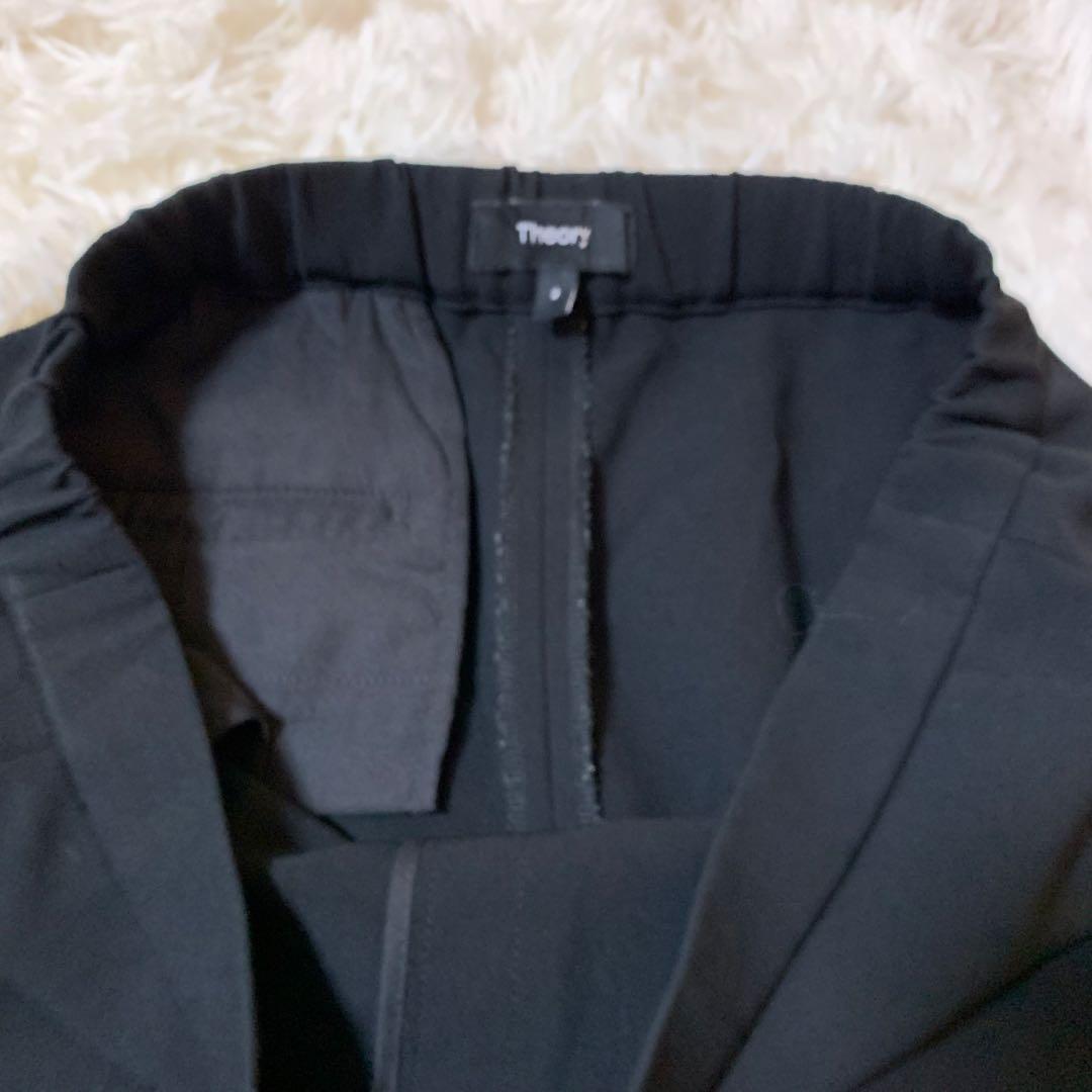 【美品】セオリー　パンツスーツ　2 ブラック　ノーカラー　セットアップ