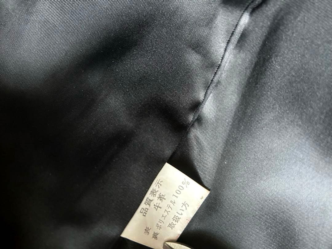 vintage牛革オールレザー ダブル トレンチコート ブラック ロング ベルト