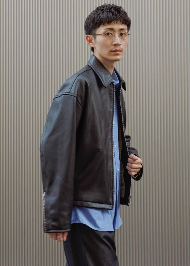 専用2025AW ADAM ET ROPÉ ラムレザー ジップアップ ブルゾン