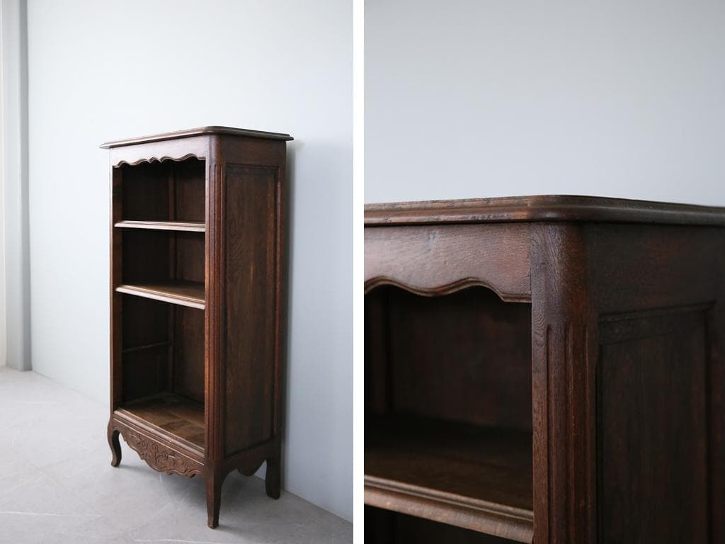 フランスアンティーク猫脚ブックシェルフ/木製本棚/飾り棚/食器棚(90-207)