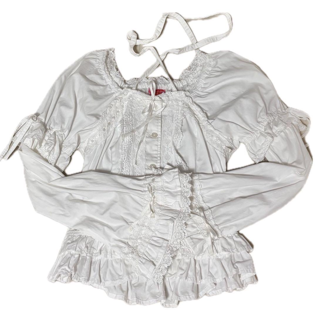 BABY♡ 姫袖後ろシャーリングブラウス オフ白